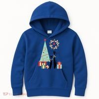 Atomic Era Mid Century Modern Cool Cat Pair Christmas Tree Gift Kids Hoodie thumb 0