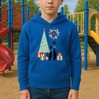 Atomic Era Mid Century Modern Cool Cat Pair Christmas Tree Gift Kids Hoodie thumb 2