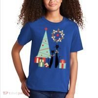 Atomic Era Mid Century Modern Cool Cat Pair Christmas Tree Gift Kids T-Shirt thumb 2