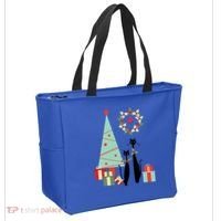 Atomic Era Mid Century Modern Cool Cat Pair Christmas Tree Gift Tote Bag thumb 2