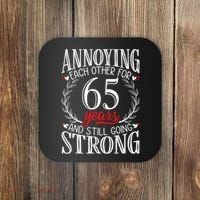Annoying Each Other For 65 Years 65th Wedding Anniversary Coaster thumb 0