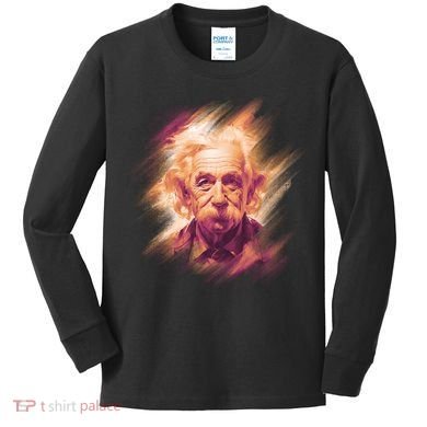 Albert Einstein Portrait Kids Long Sleeve Shirt