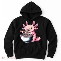 Axolotl Eating Ramen Lover Kawaii Axolotl Hoodie thumb 0