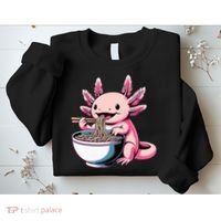 Axolotl Eating Ramen Lover Kawaii Axolotl Sweatshirt thumb 2