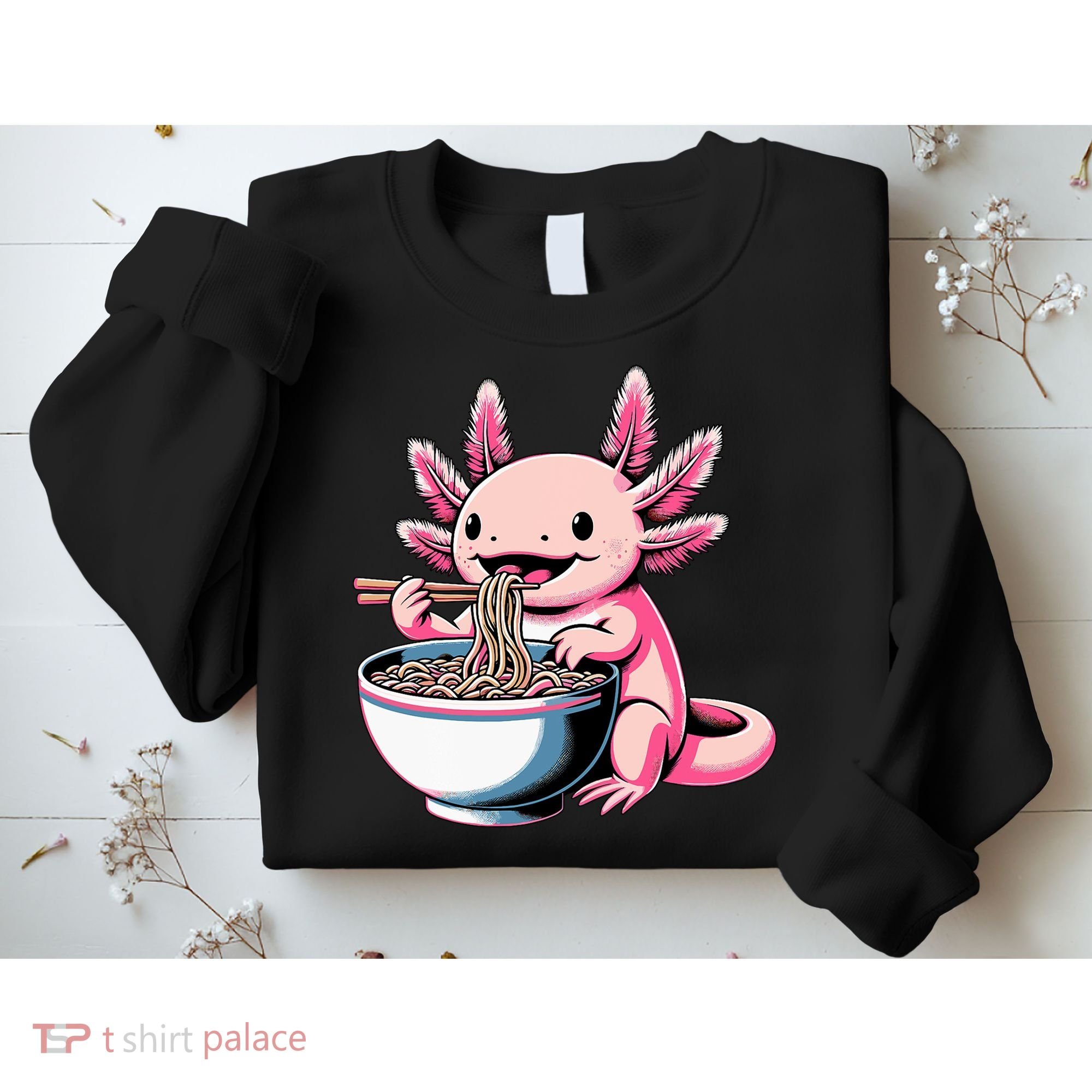 Axolotl Eating Ramen Lover Kawaii Axolotl Sweatshirt
