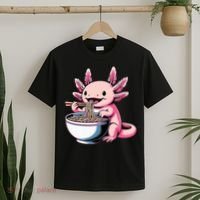 Axolotl Eating Ramen Lover Kawaii Axolotl T-Shirt thumb 2