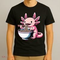 Axolotl Eating Ramen Lover Kawaii Axolotl T-Shirt thumb 3