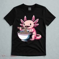 Axolotl Eating Ramen Lover Kawaii Axolotl T-Shirt thumb 5