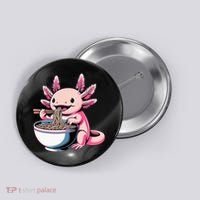 Axolotl Eating Ramen Lover Kawaii Axolotl Button thumb 0