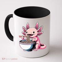 Axolotl Eating Ramen Lover Kawaii Axolotl Coffee Mug thumb 0