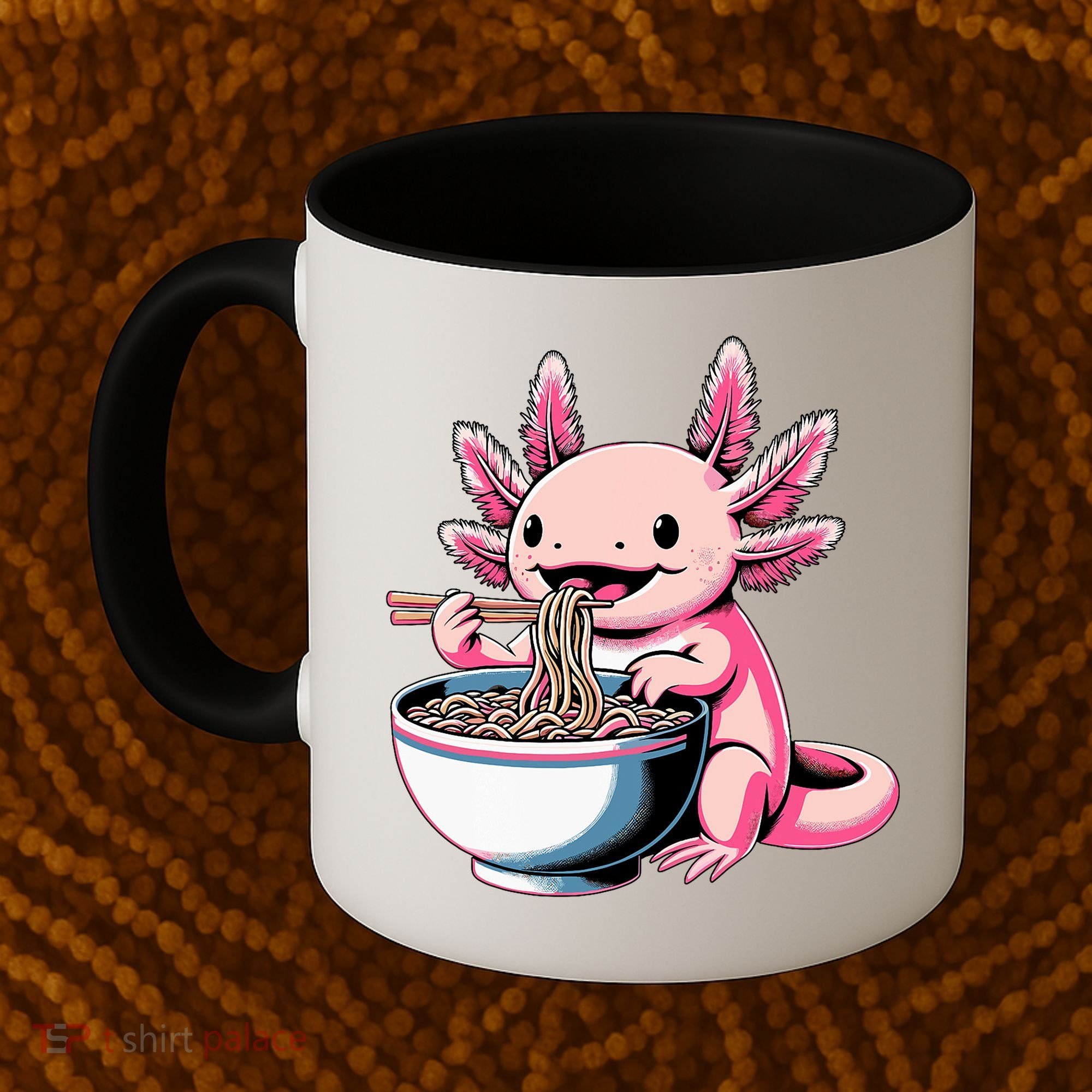 Axolotl Eating Ramen Lover Kawaii Axolotl Coffee Mug