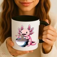 Axolotl Eating Ramen Lover Kawaii Axolotl Coffee Mug thumb 3