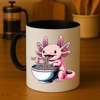 Axolotl Eating Ramen Lover Kawaii Axolotl Coffee Mug thumb 4