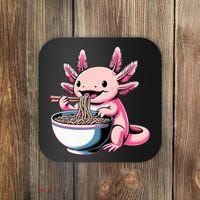 Axolotl Eating Ramen Lover Kawaii Axolotl Coaster thumb 0