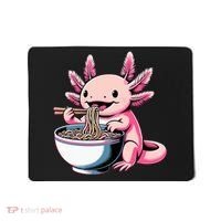 Axolotl Eating Ramen Lover Kawaii Axolotl Mousepad thumb 0