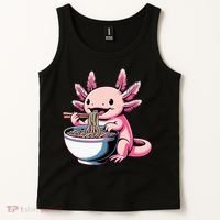 Axolotl Eating Ramen Lover Kawaii Axolotl Tank Top thumb 2