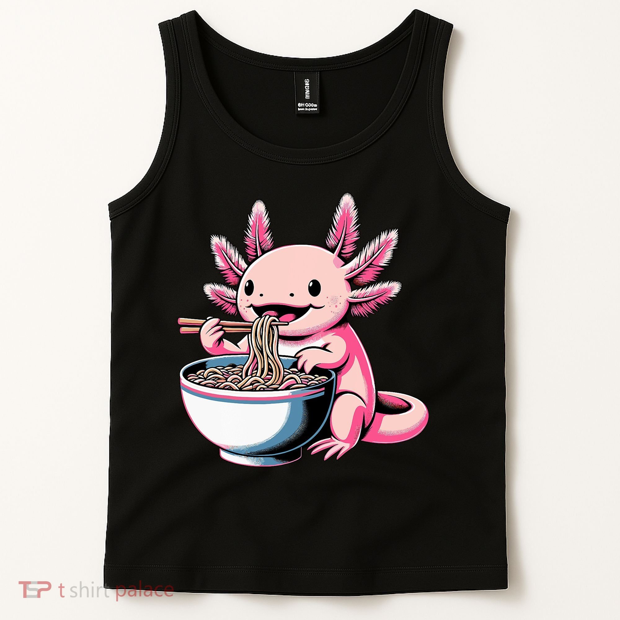 Axolotl Eating Ramen Lover Kawaii Axolotl Tank Top
