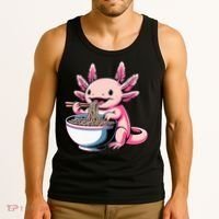 Axolotl Eating Ramen Lover Kawaii Axolotl Tank Top thumb 3