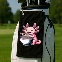 Axolotl Eating Ramen Lover Kawaii Axolotl Golf Towel thumb 2