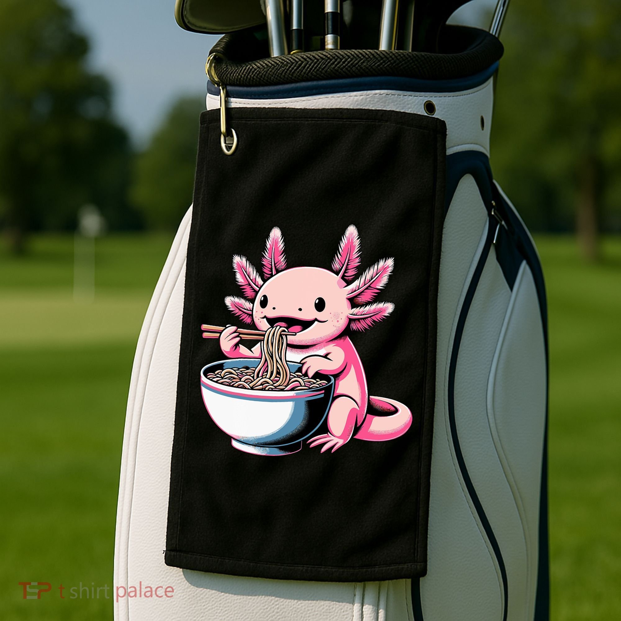 Axolotl Eating Ramen Lover Kawaii Axolotl Golf Towel