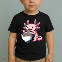 Axolotl Eating Ramen Lover Kawaii Axolotl Toddler T-Shirt thumb 2