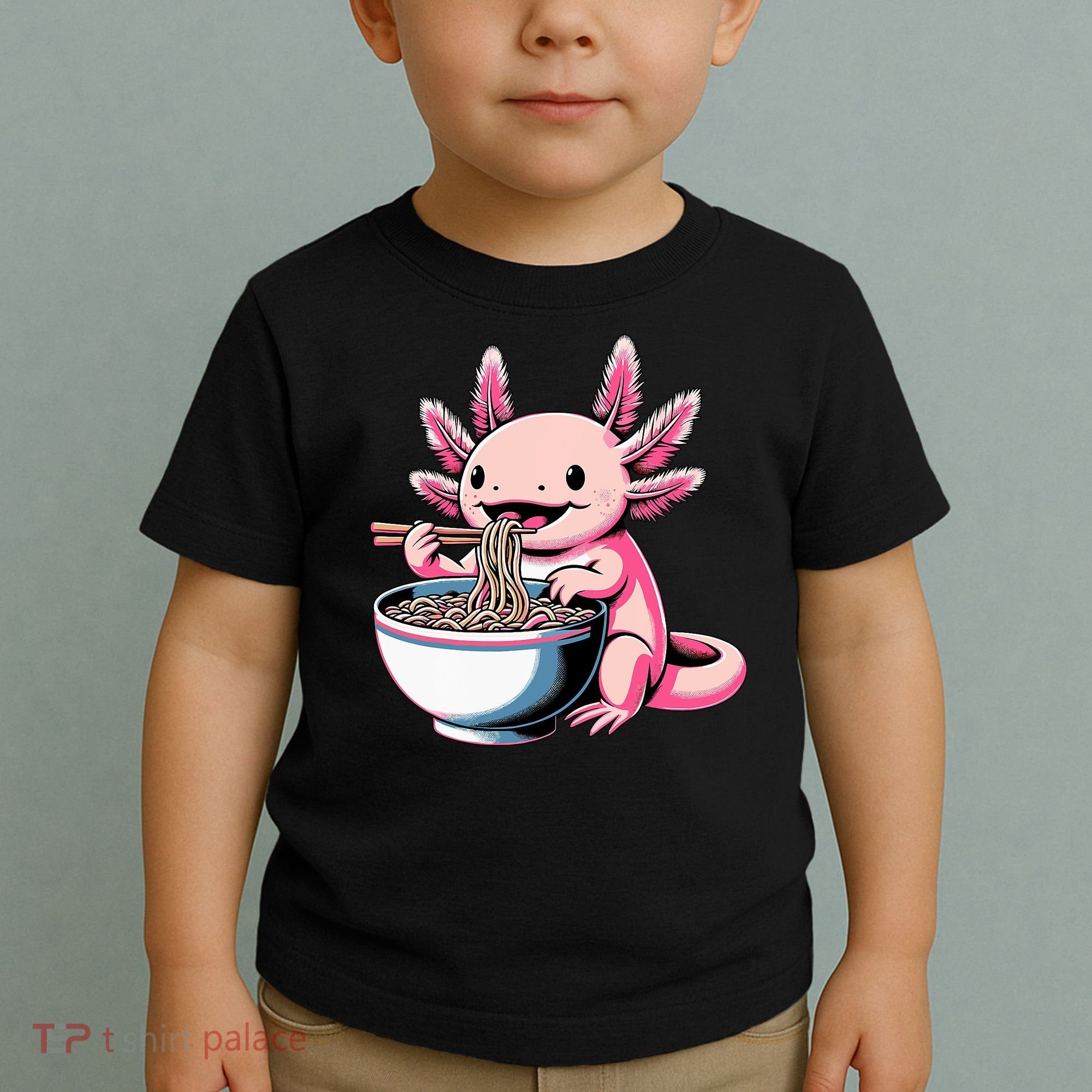 Axolotl Eating Ramen Lover Kawaii Axolotl Toddler T-Shirt
