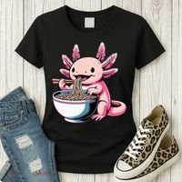 Axolotl Eating Ramen Lover Kawaii Axolotl Women's T-Shirt thumb 3