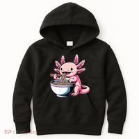 Axolotl Eating Ramen Lover Kawaii Axolotl Kids Hoodie thumb 0