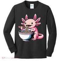 Axolotl Eating Ramen Lover Kawaii Axolotl Kids Long Sleeve Shirt thumb 0
