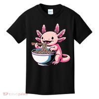 Axolotl Eating Ramen Lover Kawaii Axolotl Kids T-Shirt thumb 0