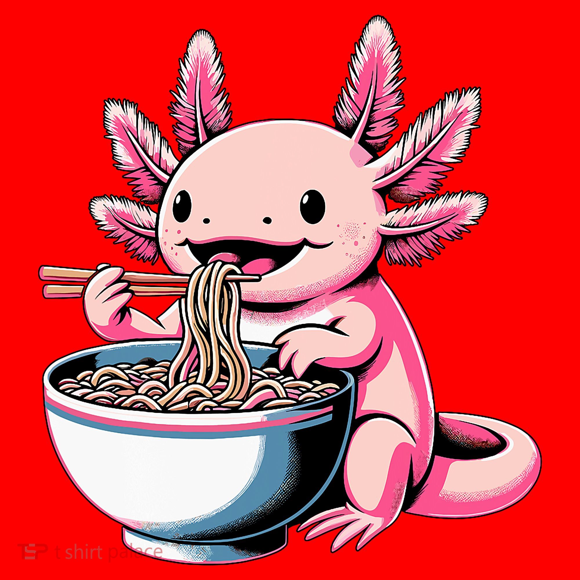 Axolotl Eating Ramen Lover Kawaii Axolotl Santa Hat