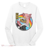 Axolotl Eating Ra Kanagawa Wave Kawaii Anime Vaporwave  Long Sleeve Shirt thumb 0