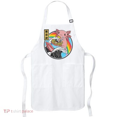 Axolotl Eating Ra Kanagawa Wave Kawaii Anime Vaporwave  Apron