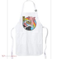 Axolotl Eating Ra Kanagawa Wave Kawaii Anime Vaporwave  Apron thumb 0