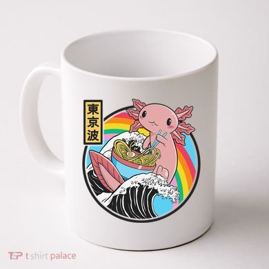 Axolotl Eating Ra Kanagawa Wave Kawaii Anime Vaporwave  Coffee Mug