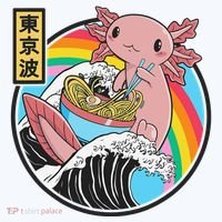 Axolotl Eating Ra Kanagawa Wave Kawaii Anime Vaporwave  Coffee Mug thumb 5