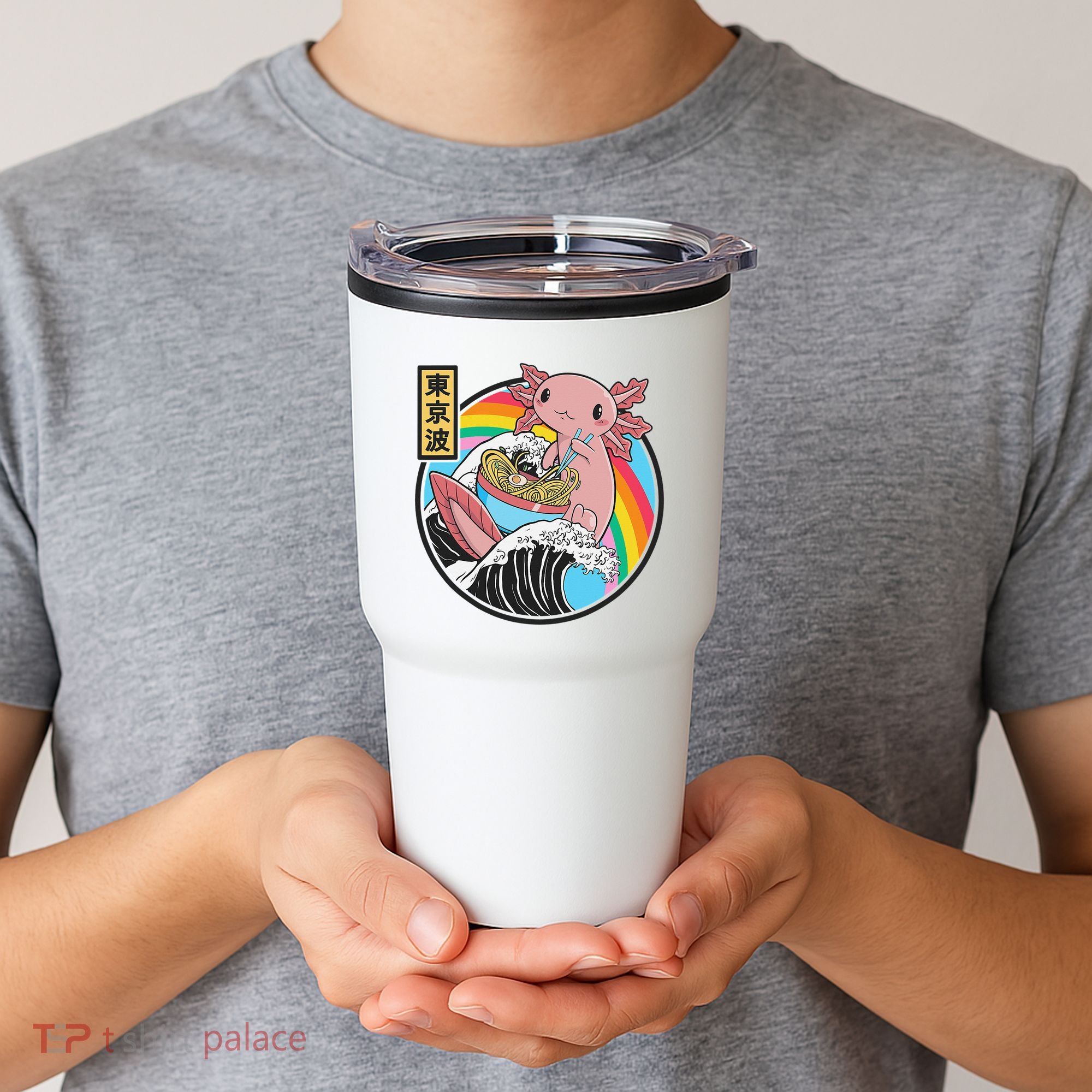Axolotl Eating Ra Kanagawa Wave Kawaii Anime Vaporwave  Tumbler