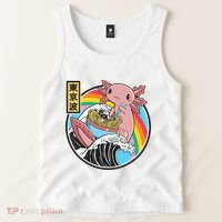 Axolotl Eating Ra Kanagawa Wave Kawaii Anime Vaporwave  Tank Top thumb 2