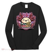 Axolotl Eating Ramen Noodles Cup Pi.nk Kawaii Anime Axolotls Long Sleeve Shirt thumb 0