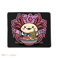 Axolotl Eating Ramen Noodles Cup Pi.nk Kawaii Anime Axolotls Mousepad thumb 0