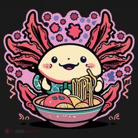 Axolotl Eating Ramen Noodles Cup Pi.nk Kawaii Anime Axolotls Mousepad thumb 1