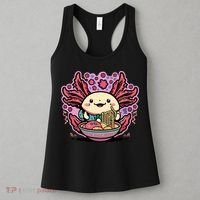 Axolotl Eating Ramen Noodles Cup Pi.nk Kawaii Anime Axolotls Women's Tank Top thumb 3