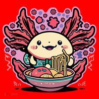 Axolotl Eating Ramen Noodles Cup Pi.nk Kawaii Anime Axolotls Santa Hat thumb 1