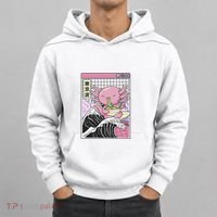 Axolotl Eating Ra Kanagawa Wave Kawaii Japan Vaporwave  Hoodie thumb 0