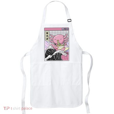 Axolotl Eating Ra Kanagawa Wave Kawaii Japan Vaporwave  Apron
