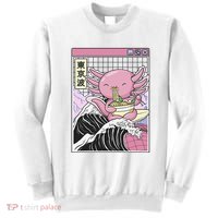 Axolotl Eating Ra Kanagawa Wave Kawaii Japan Vaporwave  Sweatshirt thumb 0