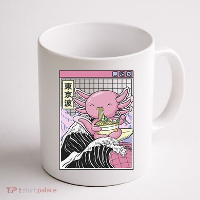 Axolotl Eating Ra Kanagawa Wave Kawaii Japan Vaporwave  Coffee Mug back