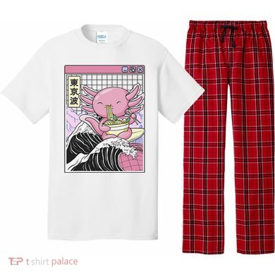 Axolotl Eating Ra Kanagawa Wave Kawaii Japan Vaporwave  Pajama Set