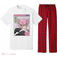 Axolotl Eating Ra Kanagawa Wave Kawaii Japan Vaporwave  Pajama Set thumb 0