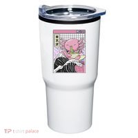Axolotl Eating Ra Kanagawa Wave Kawaii Japan Vaporwave  Tumbler thumb 0